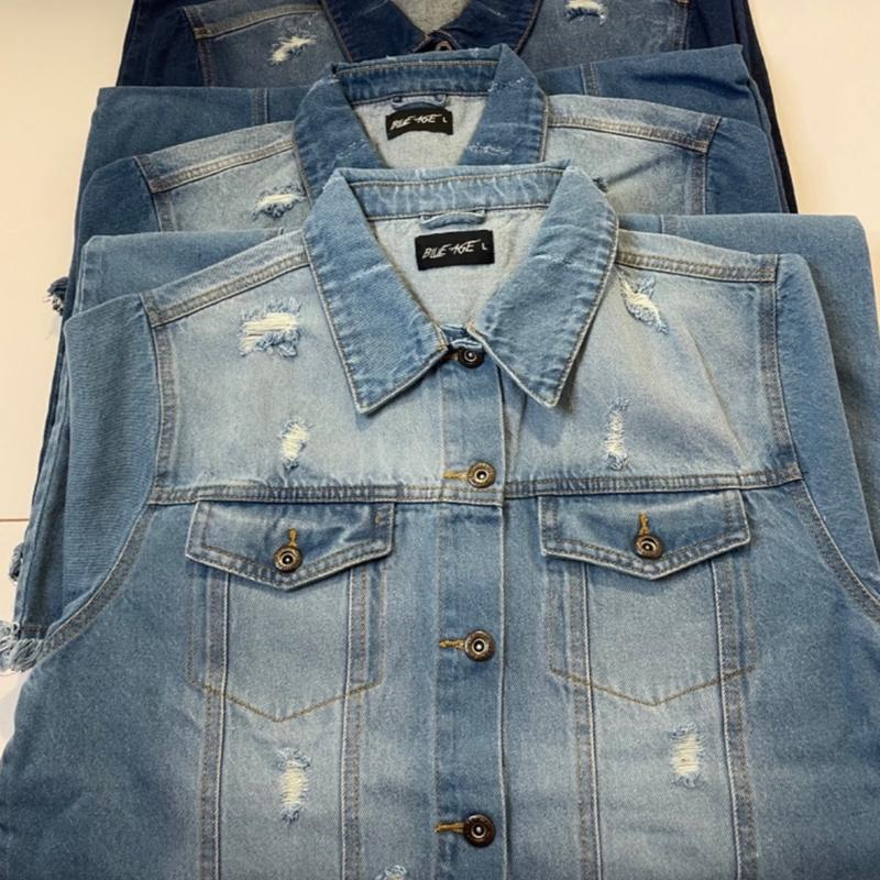 JEAN BUTTON down MEDIUM DENIM LONG TRENCH COAT JACKET Womenswear Outerwear - Image 5