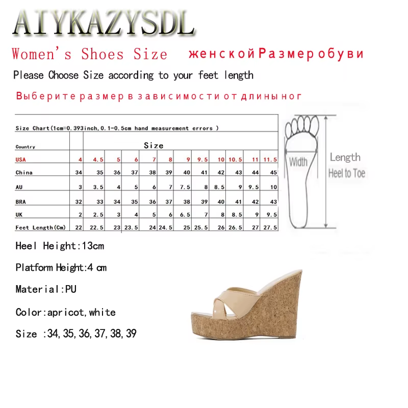 Women Slippers Sandals Wedge Heel Thick Bottom Platform Flip Flop Cross Strap Ultra High Heel Wooded Mule Slide Shoes - Image 6