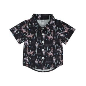 Cartoon Pattern Printed Kid Lapel - Boy Shirt