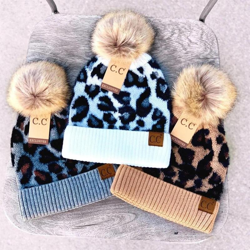 Leopard CC Beanie Pom Hat Women Teens Truly Contagious - Image 9