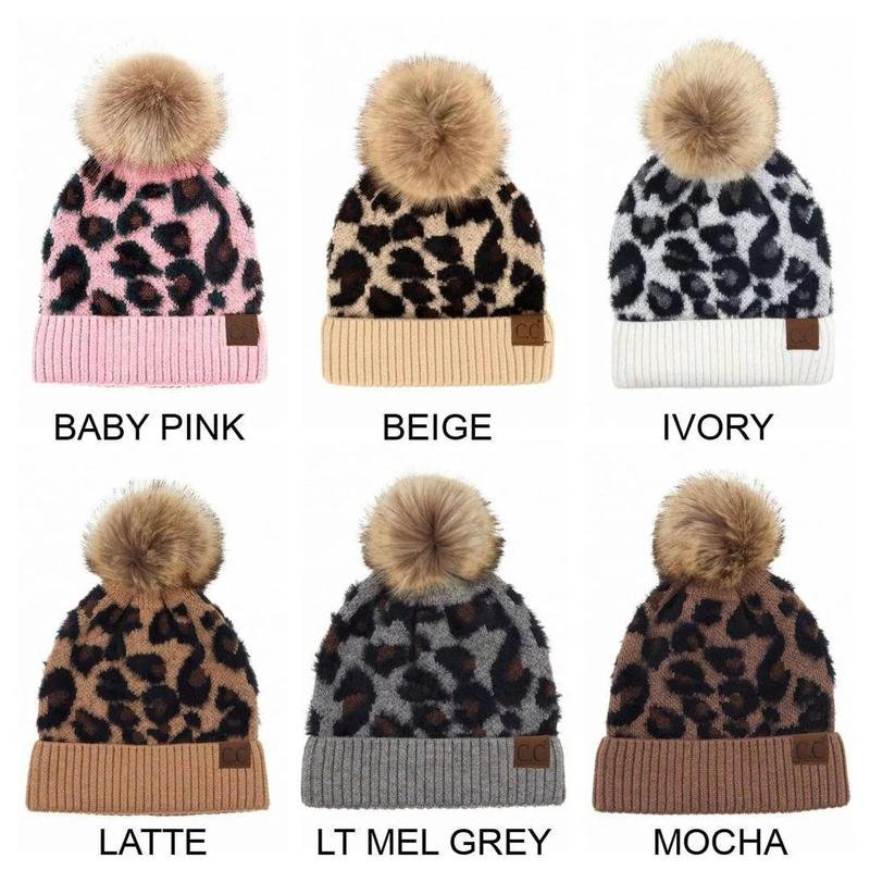 Leopard CC Beanie Pom Hat Women Teens Truly Contagious - Image 8