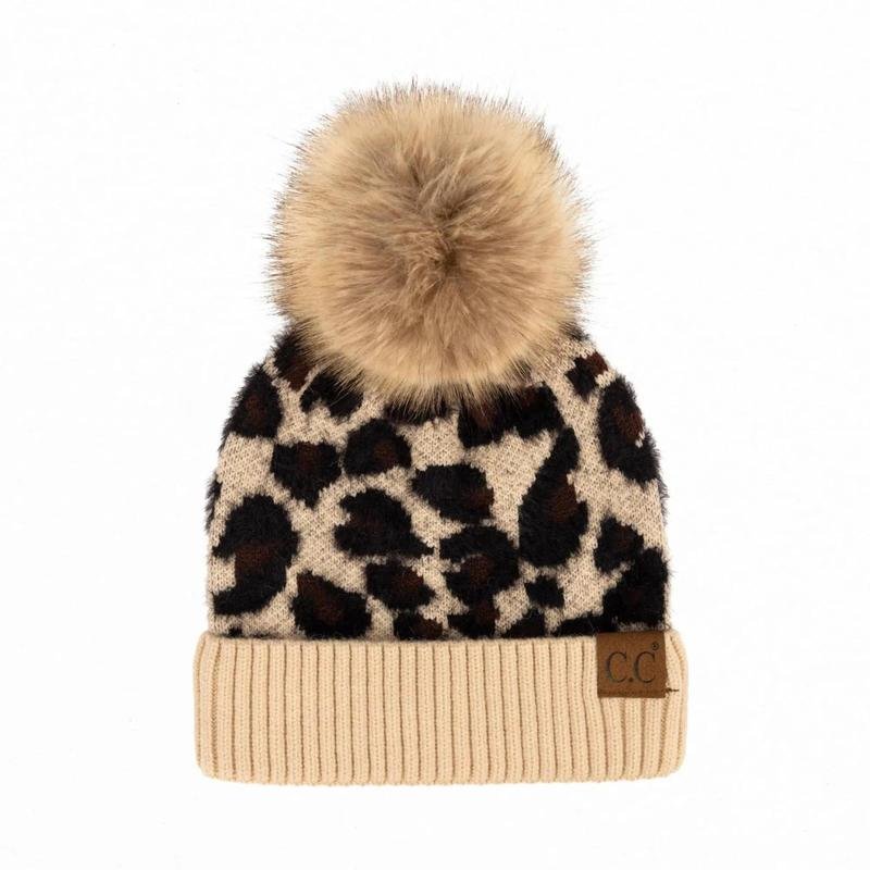 Leopard CC Beanie Pom Hat Women Teens Truly Contagious - Image 6