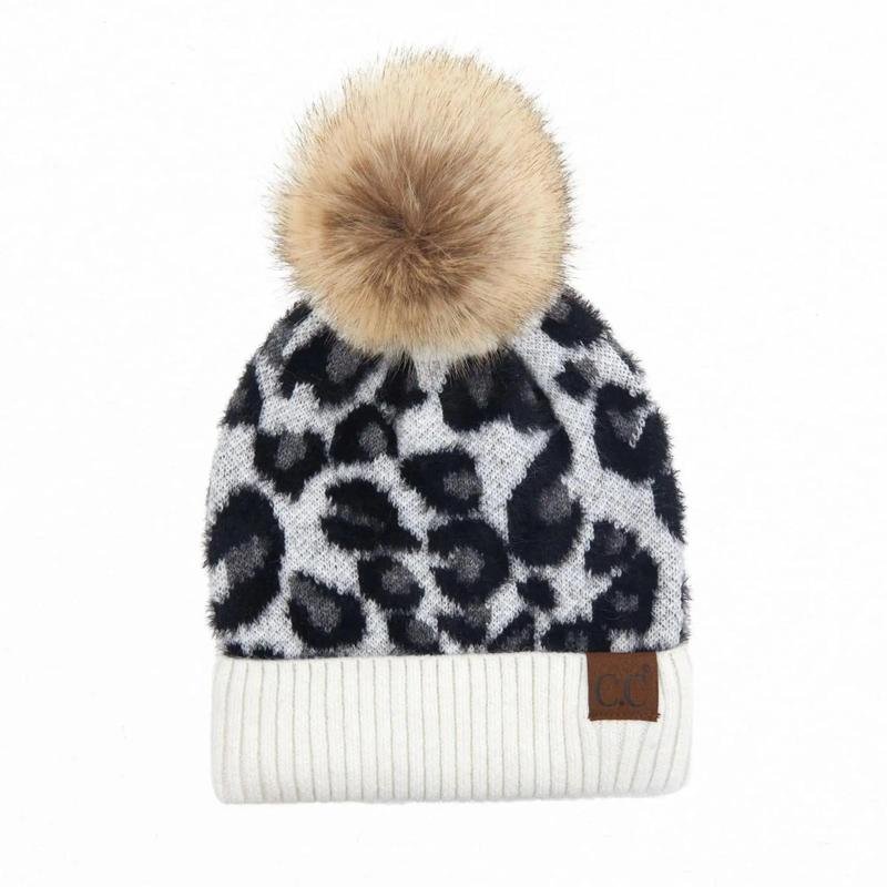 Leopard CC Beanie Pom Hat Women Teens Truly Contagious - Image 5