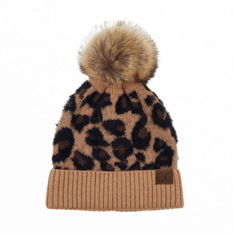 Leopard CC Beanie Pom Hat Women Teens Truly Contagious