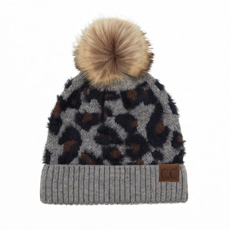 Leopard CC Beanie Pom Hat Women Teens Truly Contagious - Image 3