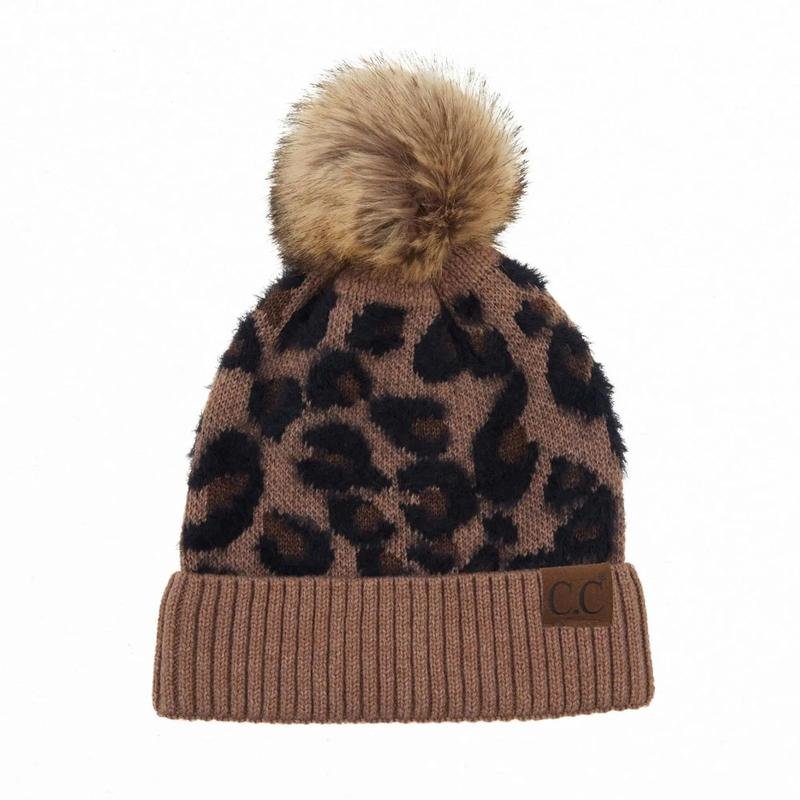 Leopard CC Beanie Pom Hat Women Teens Truly Contagious - Image 2