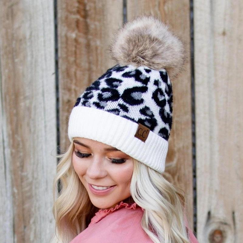 Leopard CC Beanie Pom Hat Women Teens Truly Contagious - Image 10