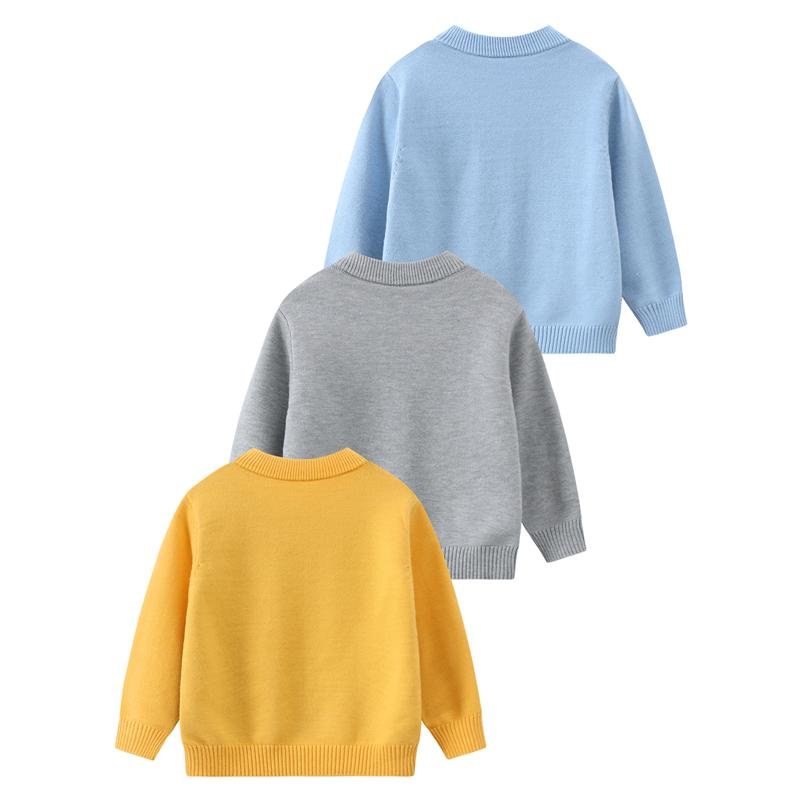 Three piece set of warm knitted sweaters for autumn and winter children, college style round neck diamond pattern children's clothing - Image 5