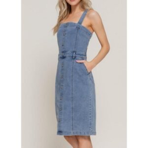 Alternative view of JANDY MID DENIM BUTTON DOWN STRETCH DRESS