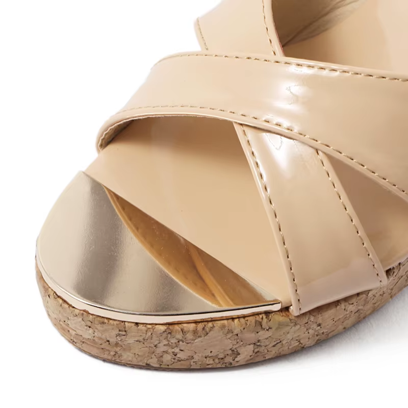 Women Slippers Sandals Wedge Heel Thick Bottom Platform Flip Flop Cross Strap Ultra High Heel Wooded Mule Slide Shoes - Image 4