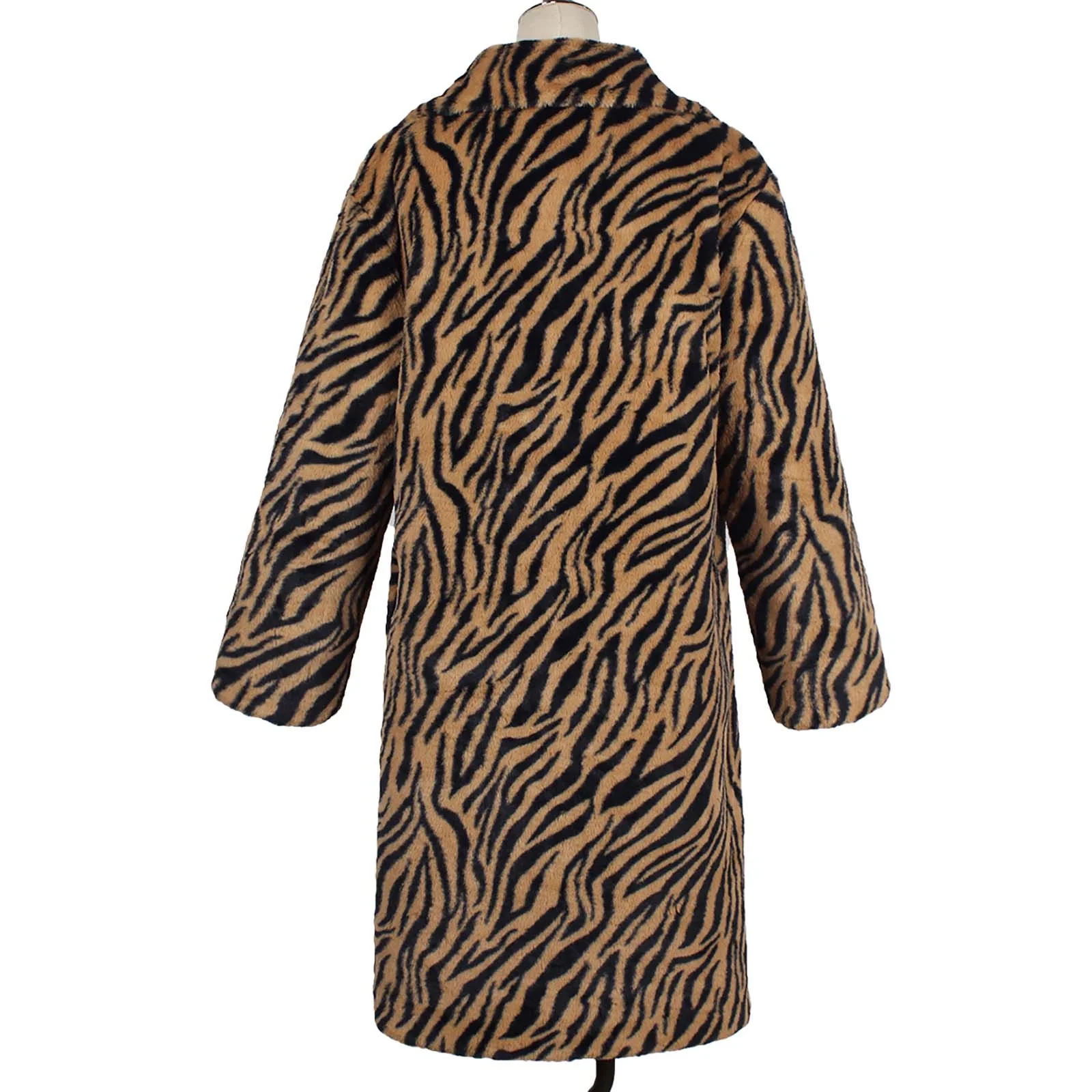 Clearance,Womens Leopard Print Faux Fur Coat Winter Fashion Fuzzy Jacket Fleece Lined Fluffy Open Front Cardigan Long Jackets Lapel Trench Coats(Brown,L) - Image 49
