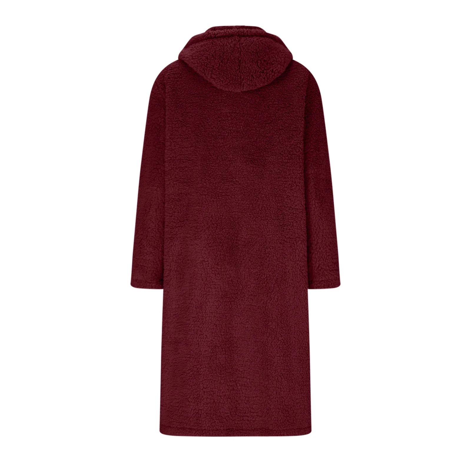 Winter Warm Sherpa Coats Jackets For Women Plus Size Hooded Faux Fur Solid Color Long Pea Coat Outerwear - Image 10