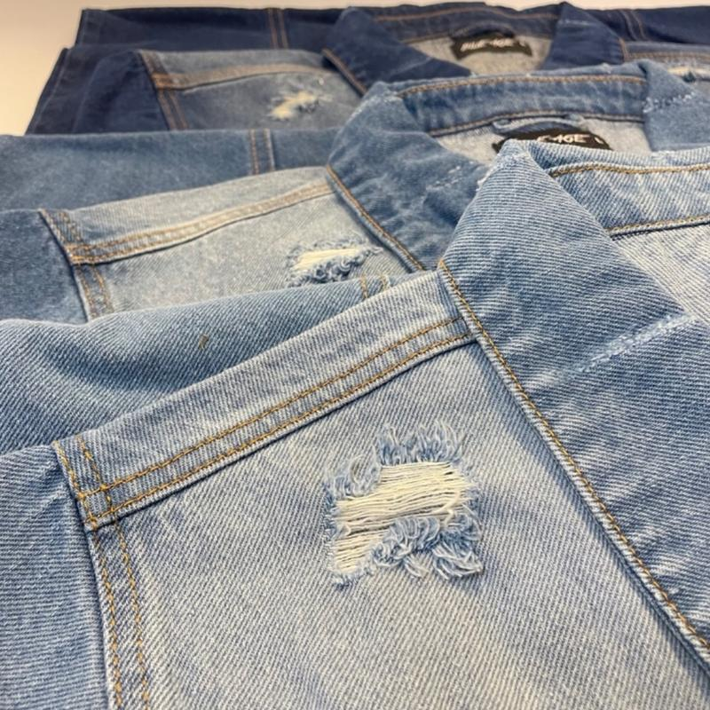 JEAN BUTTON down MEDIUM DENIM LONG TRENCH COAT JACKET Womenswear Outerwear - Image 4