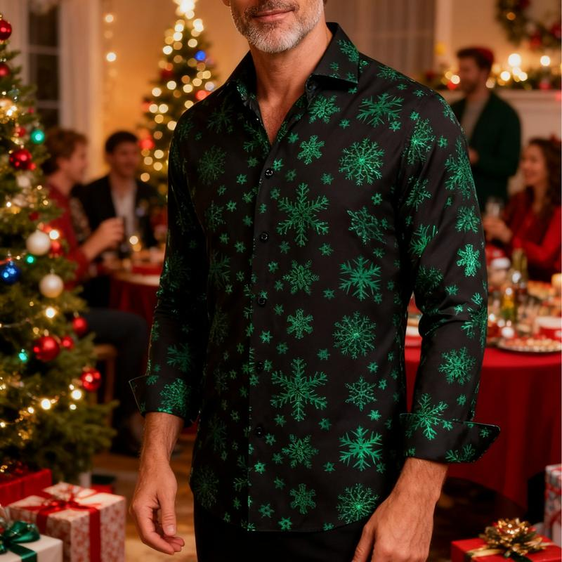 Mens Christmas Shirt Long Sleeve Button down Xmas Shirts for Funny Holiday Party Outfit - Image 9