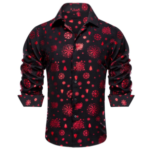Mens Christmas Shirt Long Sleeve Button down Xmas Shirts for Funny Holiday Party Outfit