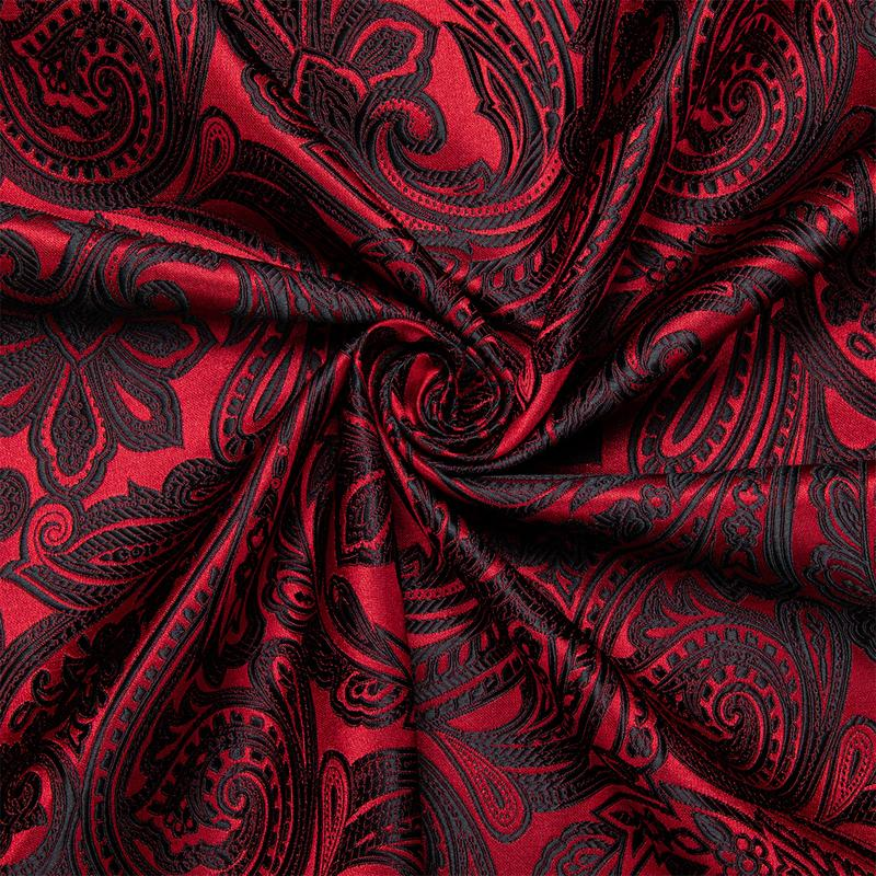 AILISUS plus Size Men'S Paisley Floral Dark Red Long Sleeve Dress Shirt Luxury Formal Casual Breathable Winkle Free Jacquard Button down Shirts Men Shirts for Wedding Party Form - Image 9