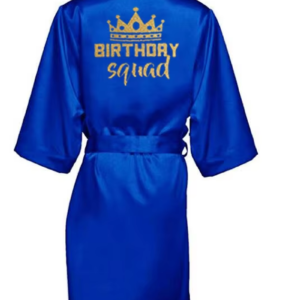 Alternative view of Birthday Party Queen&Squad Robes Satin Pajamas Robe Dressing Gown Pajamas Gold Writing Kimono Robe