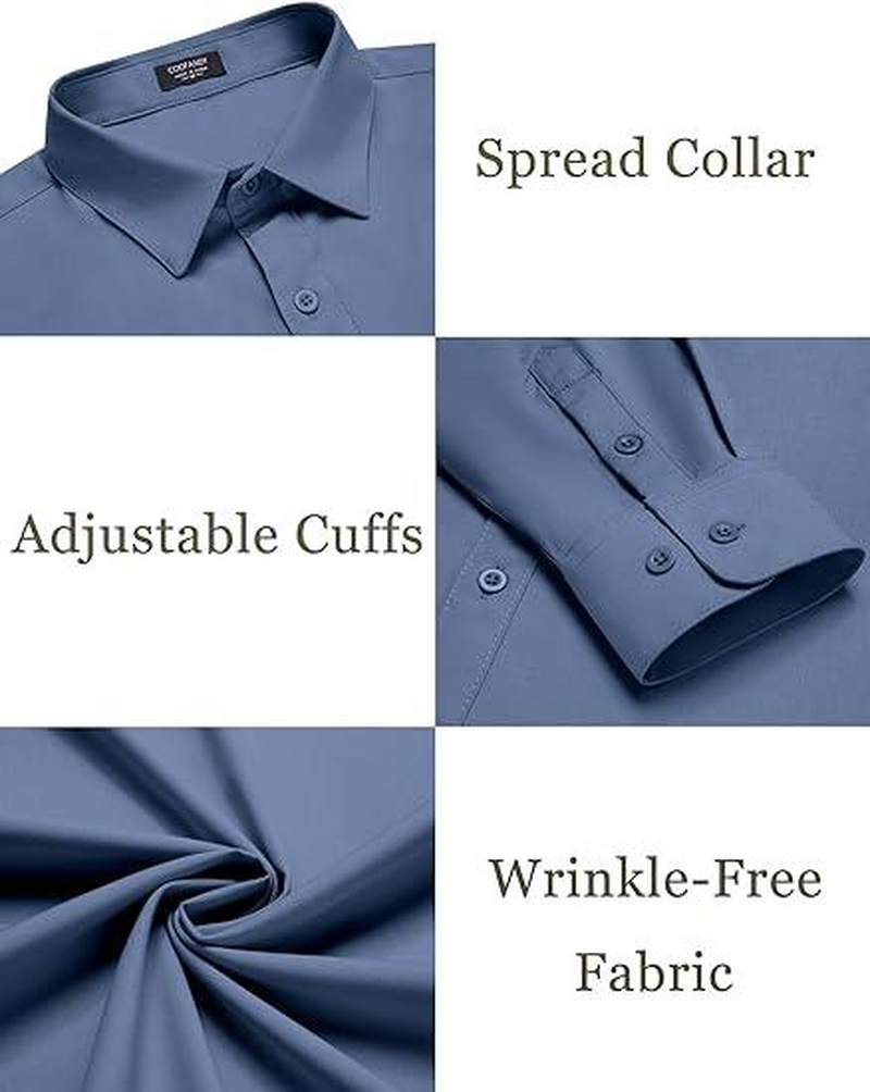 Mens Shirts Wrinkle Free Long Sleeve - Button down Classic Collar - Image 18
