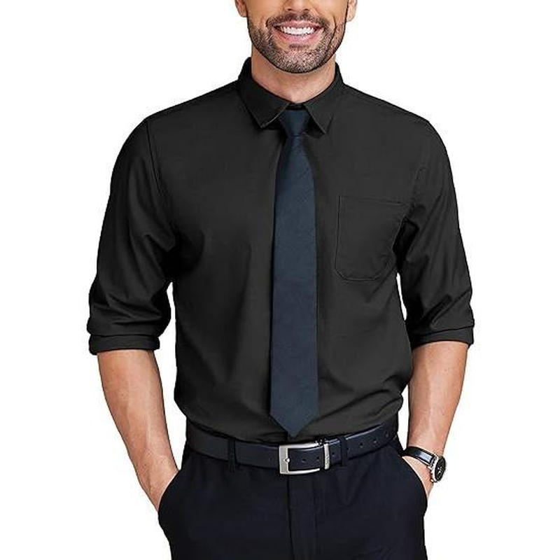 Mens Shirts Wrinkle Free Long Sleeve - Button down Classic Collar - Image 7