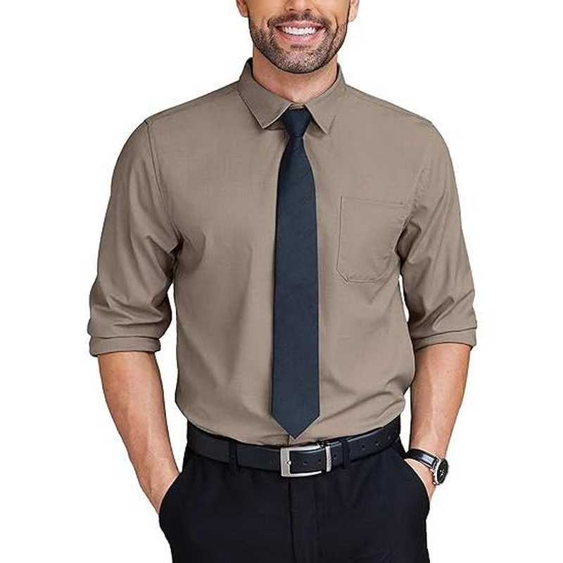 Mens Shirts Wrinkle Free Long Sleeve - Button down Classic Collar - Image 6
