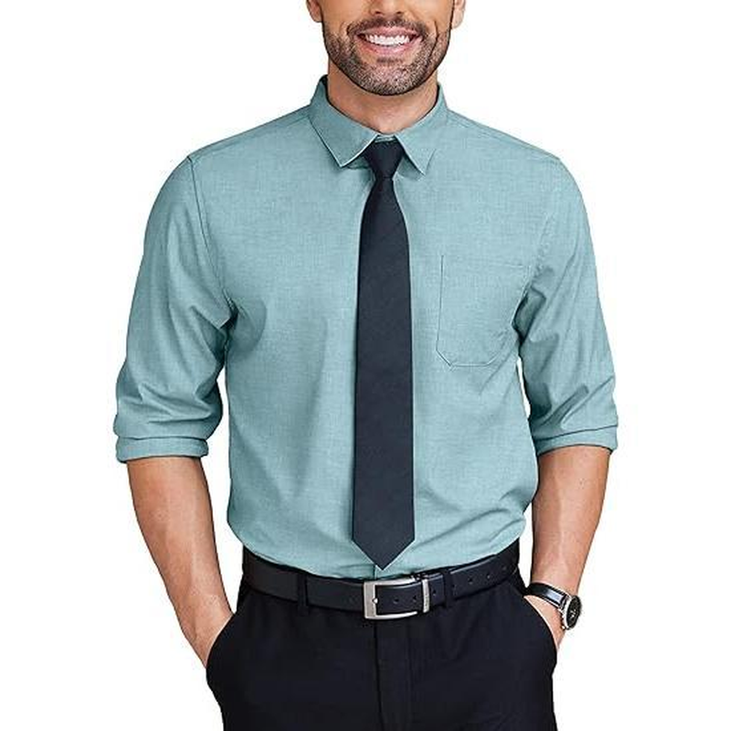Mens Shirts Wrinkle Free Long Sleeve - Button down Classic Collar - Image 4