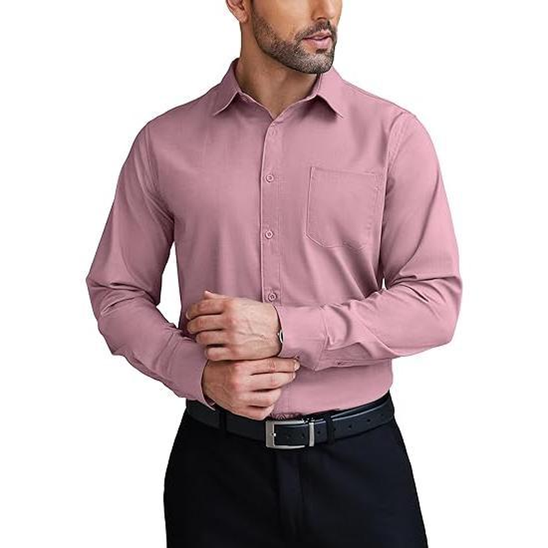 Mens Shirts Wrinkle Free Long Sleeve - Button down Classic Collar - Image 3