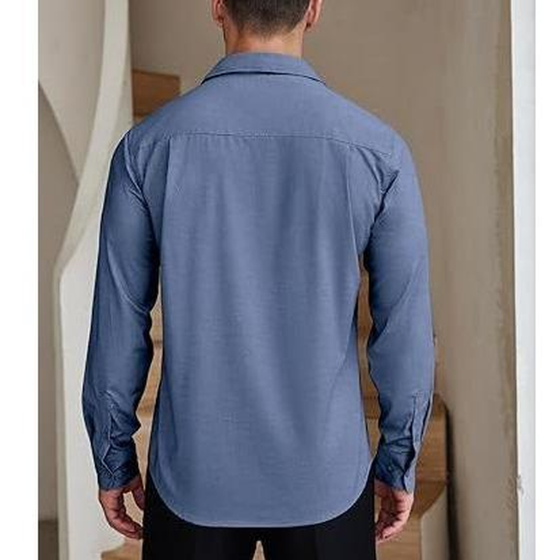Mens Shirts Wrinkle Free Long Sleeve - Button down Classic Collar - Image 16