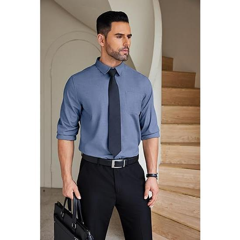 Mens Shirts Wrinkle Free Long Sleeve - Button down Classic Collar - Image 9