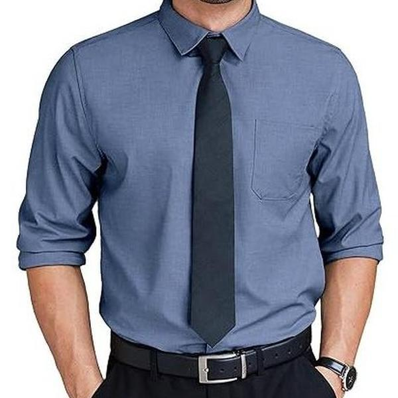 Mens Shirts Wrinkle Free Long Sleeve - Button down Classic Collar - Image 2