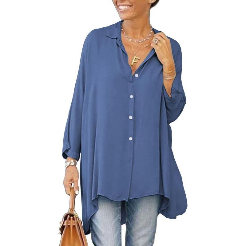 Danedvi Womens Oversized T Shirts Button down Long Sleeve Shirt - Image 5