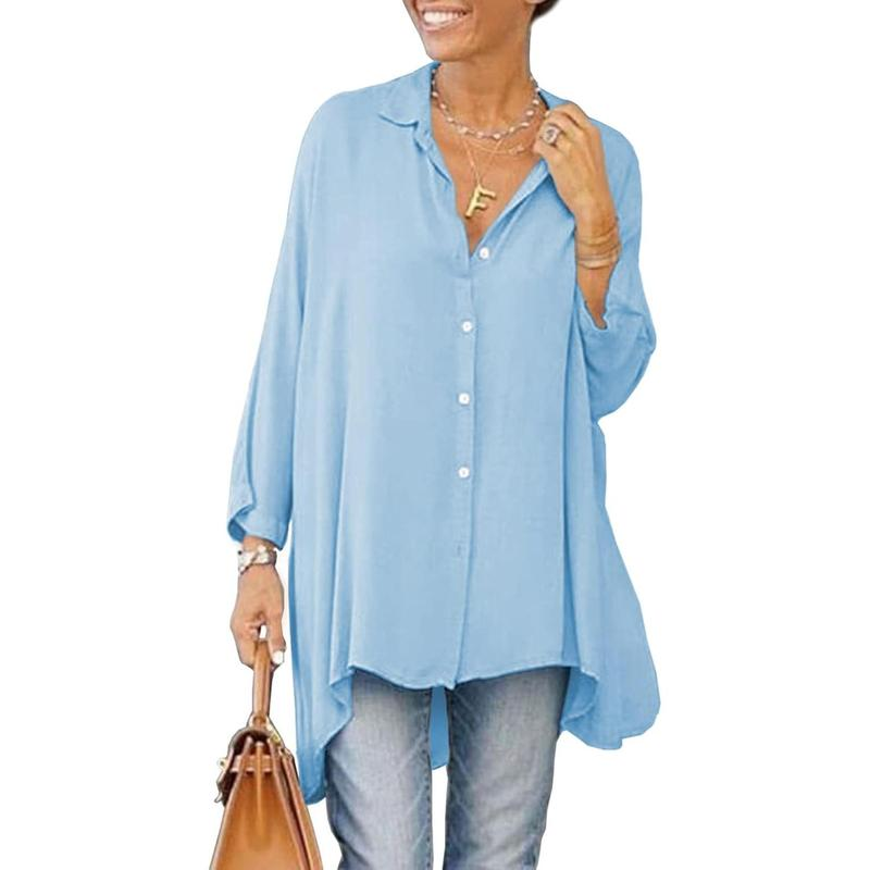 Danedvi Womens Oversized T Shirts Button down Long Sleeve Shirt - Image 3