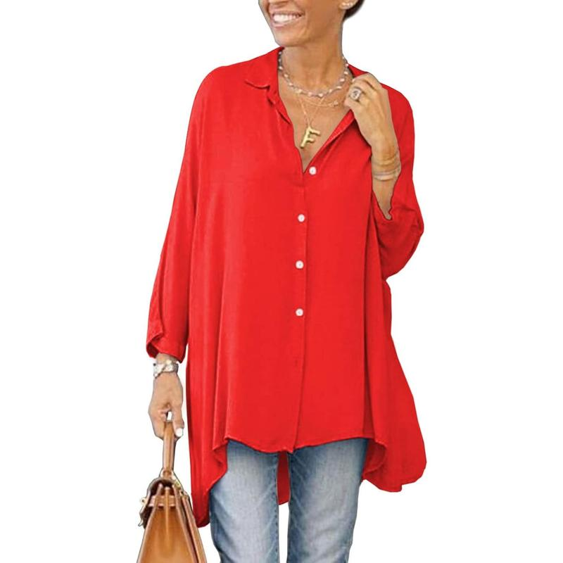 Danedvi Womens Oversized T Shirts Button down Long Sleeve Shirt - Image 2