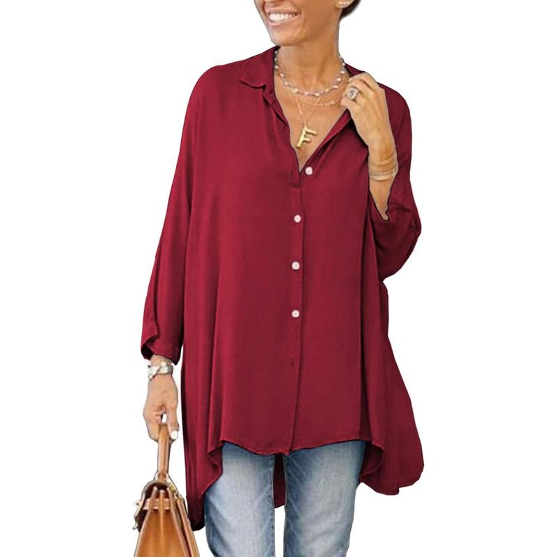 Danedvi Womens Oversized T Shirts Button down Long Sleeve Shirt - Image 23