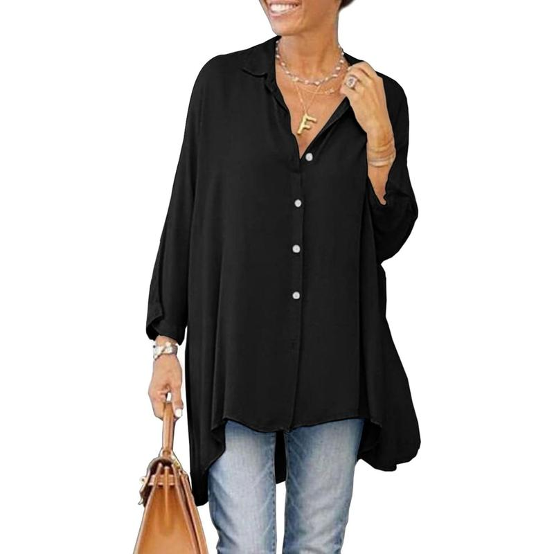 Danedvi Womens Oversized T Shirts Button down Long Sleeve Shirt - Image 12