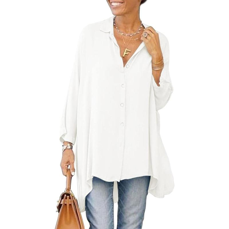 Danedvi Womens Oversized T Shirts Button down Long Sleeve Shirt - Image 15