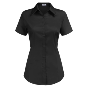 HOTOUCH Women'S Basic Button up Shirt Short Sleeve Stretchy Button down Collared Shirts Waitress Work Shirt