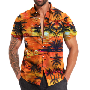 Mens Floral Shirts ,Summer Beach Short Sleeve Button down Shirts