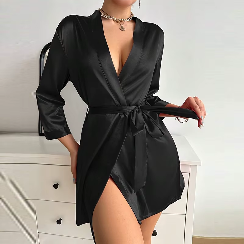 Kimono Robe Bathrobe Robes Luxurious Soft Satin - Image 5