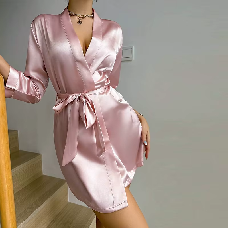 Kimono Robe Bathrobe Robes Luxurious Soft Satin - Image 2