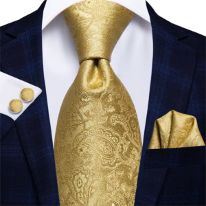 Alternative view of Luxury Floral Paisley Mens Yellow Gold Tie Gravata Silk Nicktie for Men Business Wedding Necktie 8.5Cm Wide Dropshipping