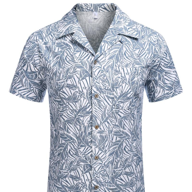 Men'S Hawaiian Floral Shirts Cotton Linen Button down Tropical Holiday Beach Shirts Menswear Top - Image 3