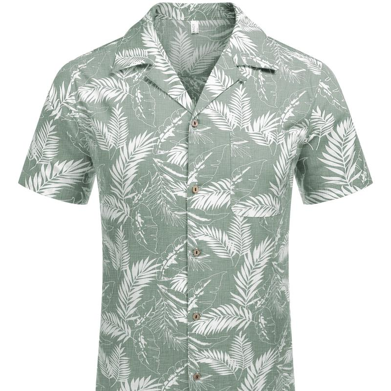 Men'S Hawaiian Floral Shirts Cotton Linen Button down Tropical Holiday Beach Shirts Menswear Top - Image 2