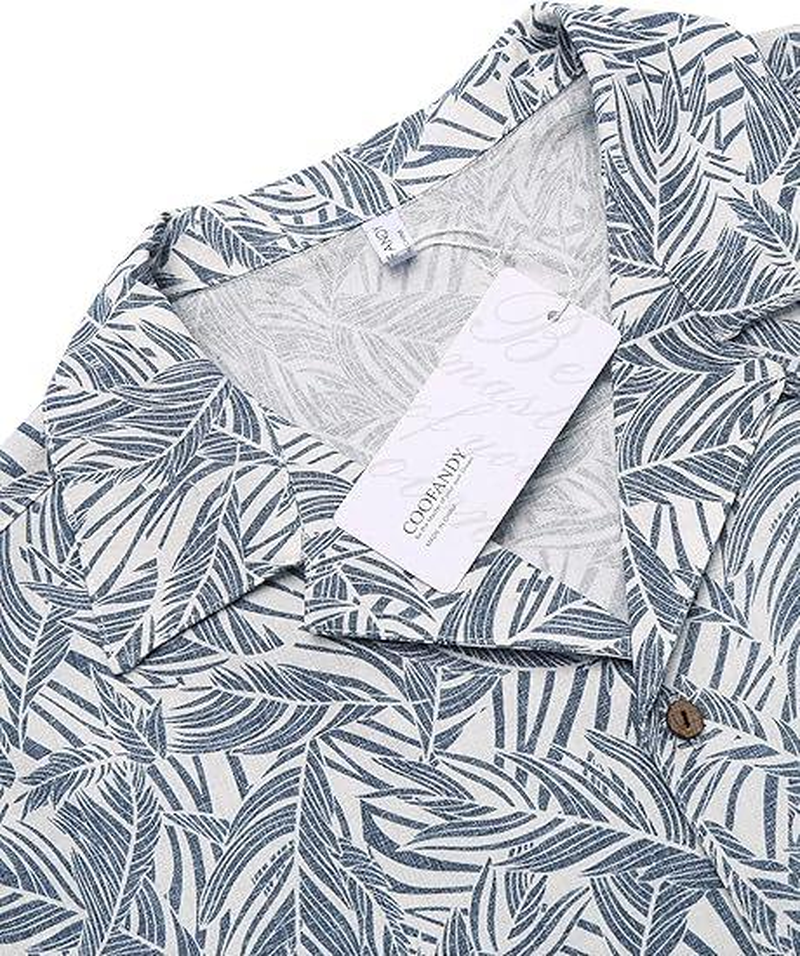 Men'S Hawaiian Floral Shirts Cotton Linen Button down Tropical Holiday Beach Shirts Menswear Top - Image 7