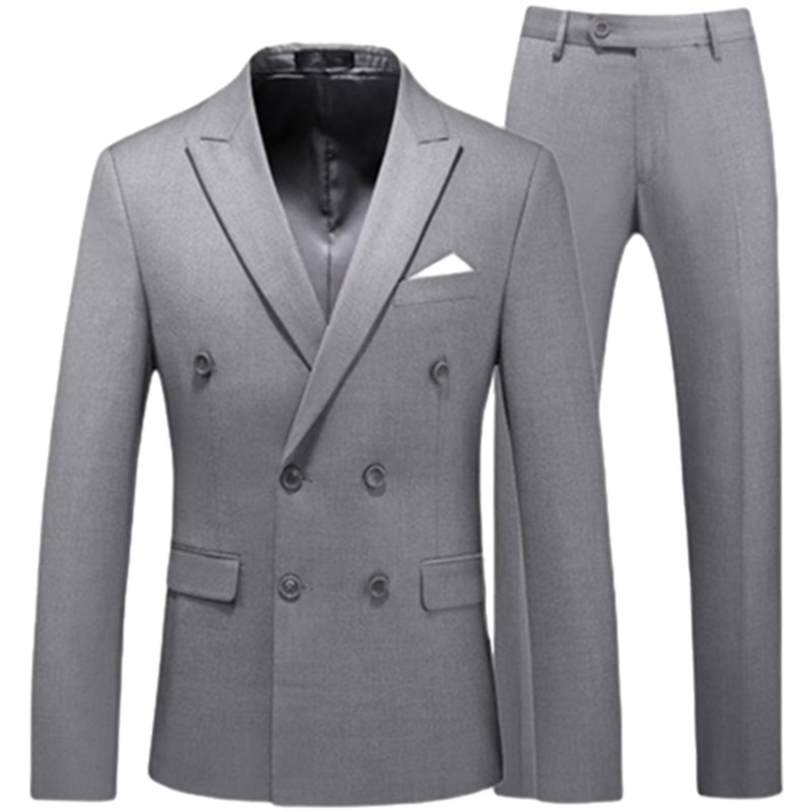 Mens 2 Piece Double Breasted Suit Slim Fit Tuxedo Blazer and Pants plus Size Classic Formal Dinner Suits for Wedding Prom Homecoming - Image 11