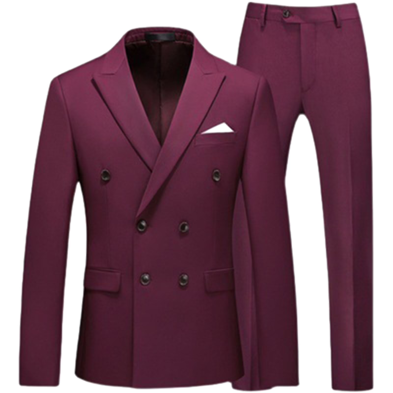 Mens 2 Piece Double Breasted Suit Slim Fit Tuxedo Blazer and Pants plus Size Classic Formal Dinner Suits for Wedding Prom Homecoming - Image 22