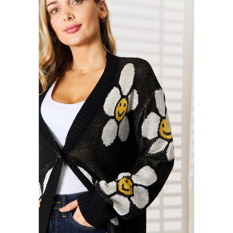 Perfee Floral Button down Longline Cardigan - Image 3