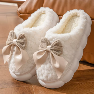 Alternative view of Thick Soled Non Slip Home Plush Slippers 2025 New Cotton Slippers for Women Bow Slippers for Autumn and Winter Warm for Women