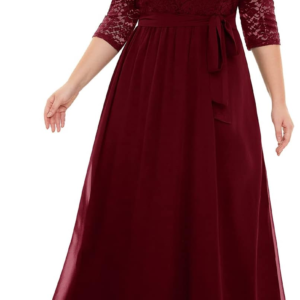 Alternative view of Women'S plus Size Lace Chffon Long Maxi 3/4 Sleeve V-Back Formal Dress