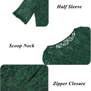 Alternative view of Women'S plus Size Wedding Guest Bridal Shower Semi Formal Cocktail Party Lace V Neck Midi Dress