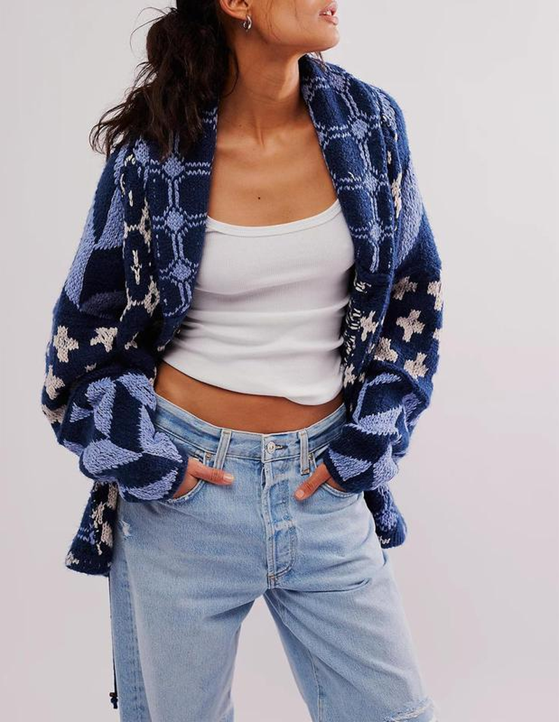 Yeokou Women Fall Sweater Cardigans Graphic Button down Collar Knitwear Long Sleeve Oversized Y2K Print Coats - Image 12